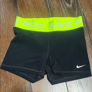 Nike Black Shorts with Neon Yellow Waistband